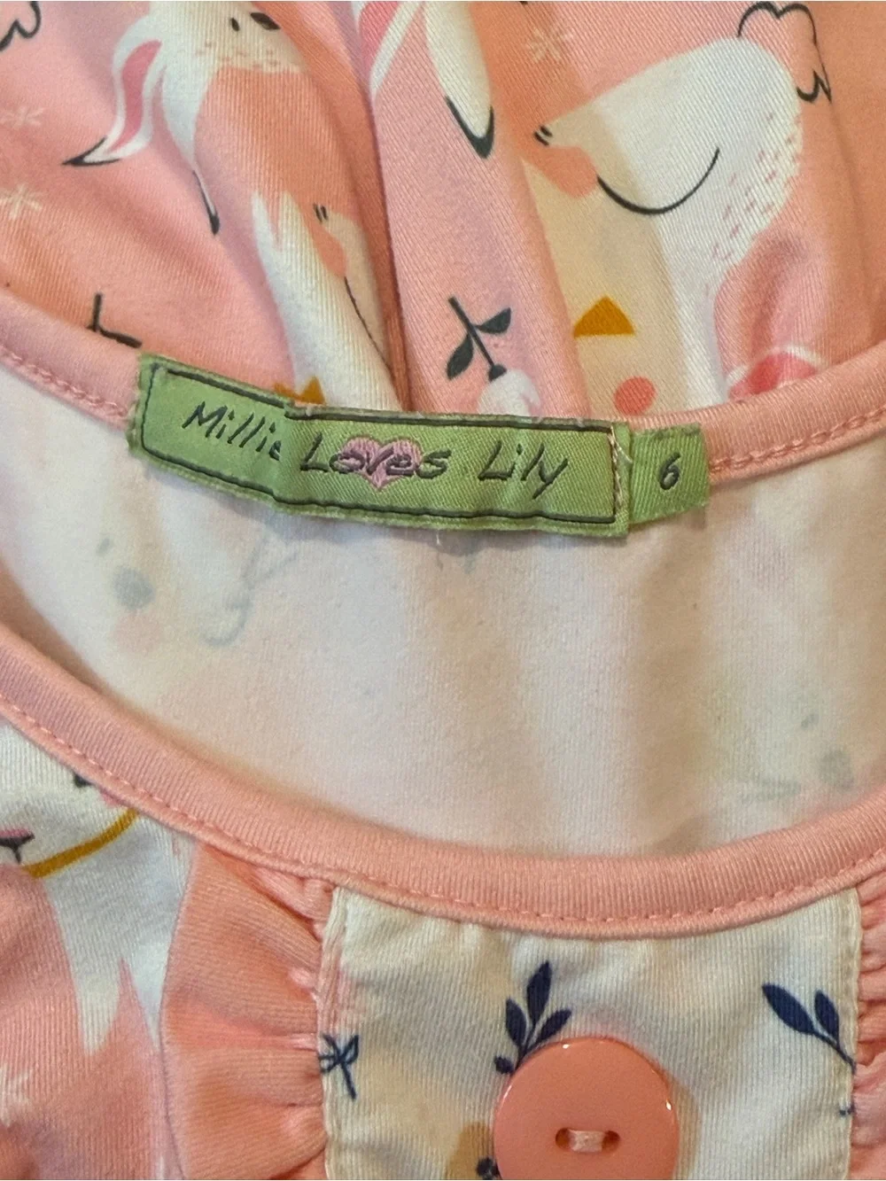 Millie Loves Lily Girls' Sleeveless Pink Bunny Print Dress Size 6